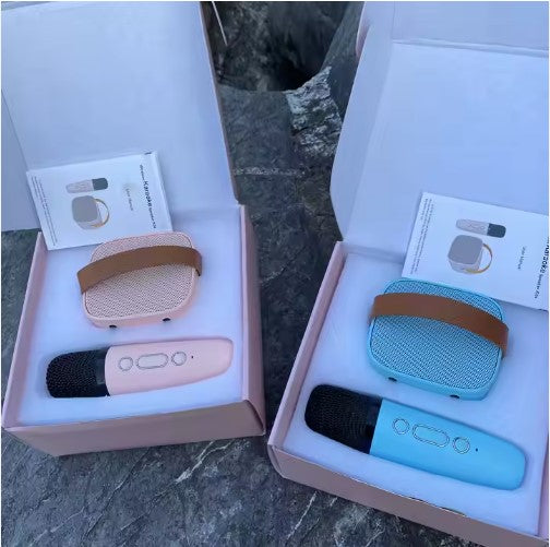 Boxa karaoke pentru copii si adulti cu difuzor portabil, Wireless, bej